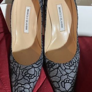 Manolo Blahnik Gorgeous Black & Gray Pumps